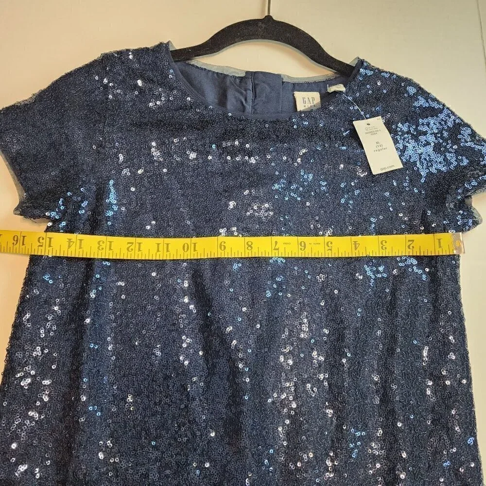 Gap Kids size XL/12 drop waist sequin dress Special occasion Holiday Blue